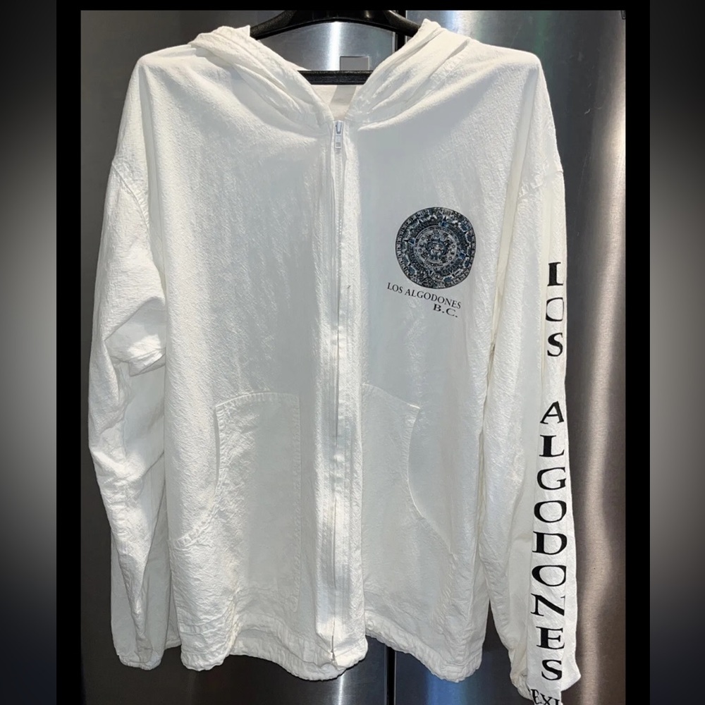 Mexico ANCIENT RUINS white zip JACKET Los Algodones B.C. Hooded archaeology mens